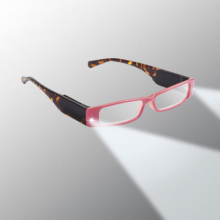 pink and brown doe eye design LIGHTSPECS LP LED lighted reading glasses 
