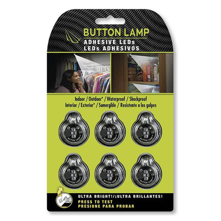 Package of 6 adhesive button lamp lights