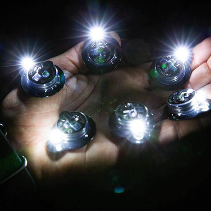 6 button lamp lights being held for size comparison