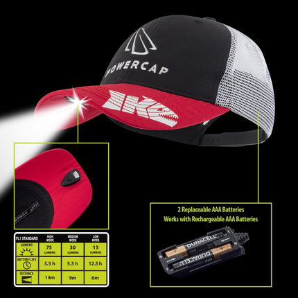 red POWERCAP 2.0 fishing LED lighted headlamp hat batteries