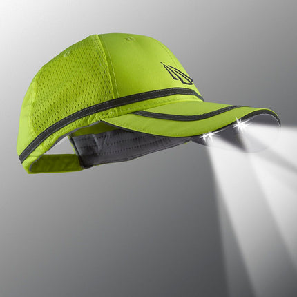 POWERCAP 25/10 LED lighted safety hat with reflective trim in bright yellow