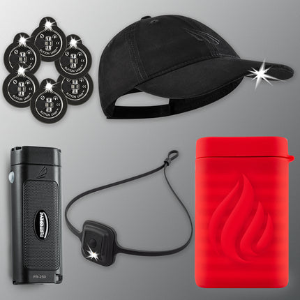 Premium Hiking Package: Power Paw Hand Warmer, Flat-Eye Flahlight, PowerCap, Buttom Lamps, and Clip-On lamp