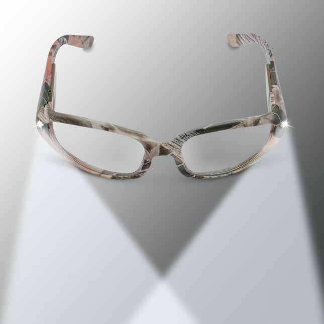 camo print predator LED lighted safety glasses from the front