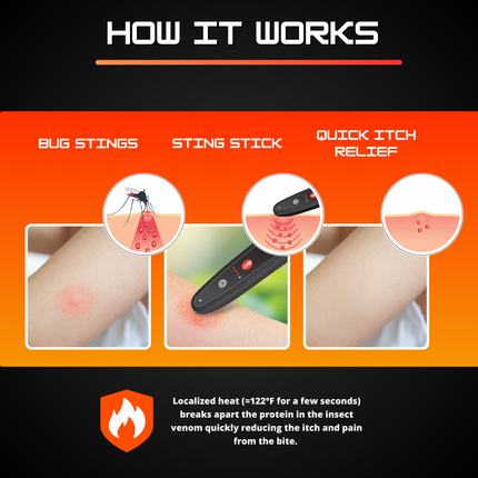 Sting Stick Bug Bite Relief Device Chemical-Free Heat Therapy Rechargeable Pen
