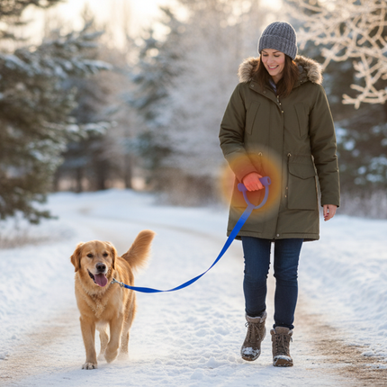 POWERPAW Rechargeable Heated Dog Leash, Waterproof Heavy-Duty Nylon, 6-Ft, For Dogs Up to 250 lbs