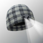 Gray plaid dual lighted beanie