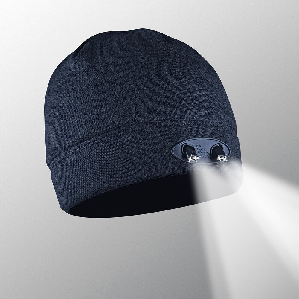 Powercap CUBWB-4737 4-Light Emitting Diode Lighted Fleece Beanie Hat, Navy