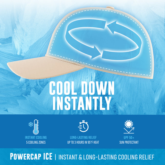 POWERCAP ICE Baseball Hat – Instant Cooling with Reusable Ice Packs UPF 50 Protection