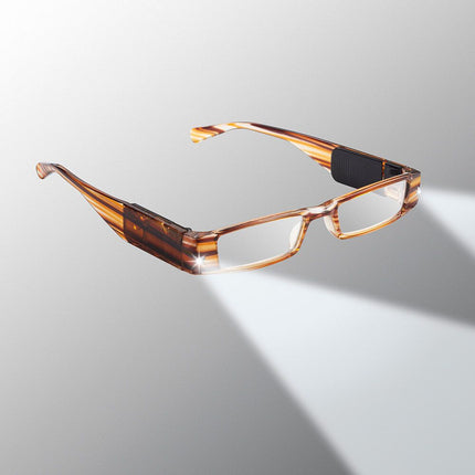 brown striped "buzzed" design LIGHTSPECS LP LED lighted reading glasses 