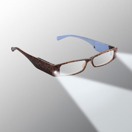 blue and brown animal print "connery" design LIGHTSPECS LP LED lighted reading glasses 