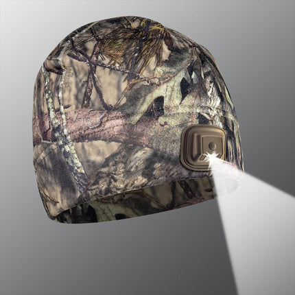 POWERCAP 3.0 fleece LED headlamp beanie with dark camo print