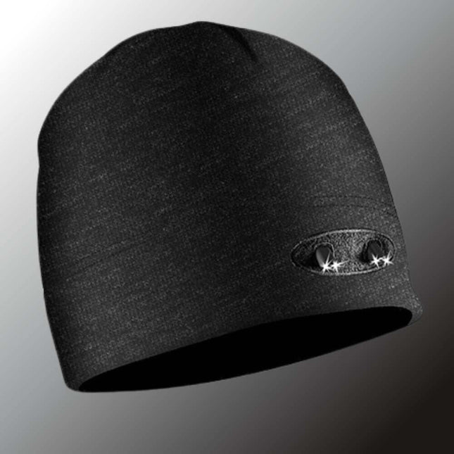 black LED lighted headlamp beanie