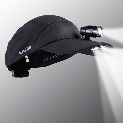 Black hands free LED lighted headlamp hat POWERCAP EXP 200 model