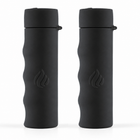 Two black POWERPAW 801 rechargeable hand warmers with grip-shaped silicone shell