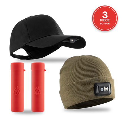 POWER Gift Bundle (Lighted Beanie + Cap + Hand Warmers)
