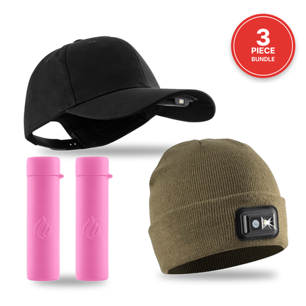 POWER Gift Bundle (Lighted Beanie + Cap + Hand Warmers)