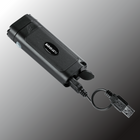 Black FLATEYE rechargeable flashlight with USB cord.