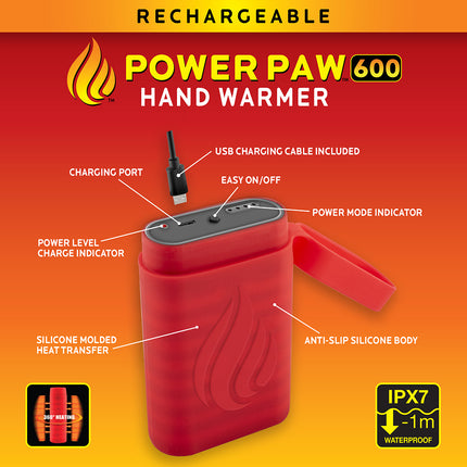 Red Power Paw Rechargeable Hand Warmer