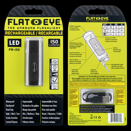 Packaged Flat Eye Flashlight with charging chord