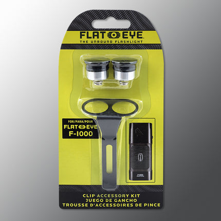 FLATEYE F-1000 flashlight tactical clips front of packaging