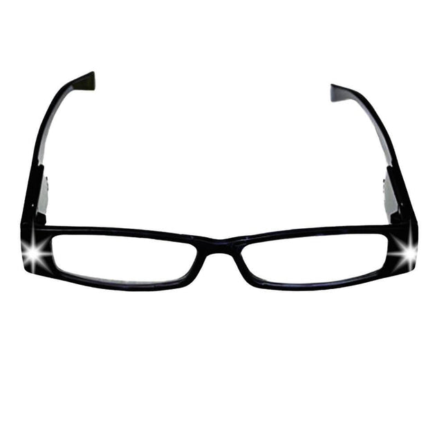 black LIGHTSPECS LP LED lighted reading glasses from the front