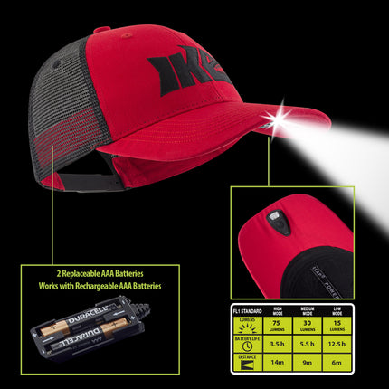 red POWERCAP 2.0 fishing LED lighted headlamp hat batteries